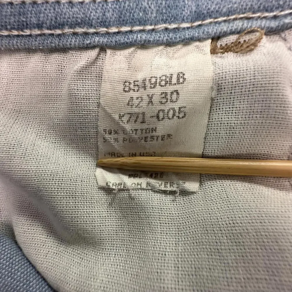 Wrangler Mens Light Wash Jeans 42x30 Made in USA 85498LB‎ Classic Denim